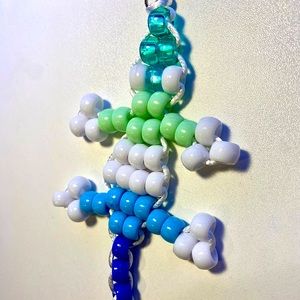 handmade LGBTQ gay pride gecko lizard bead keychain